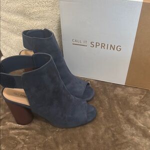 Call It Spring Women's Dark Blue Heeled Boots